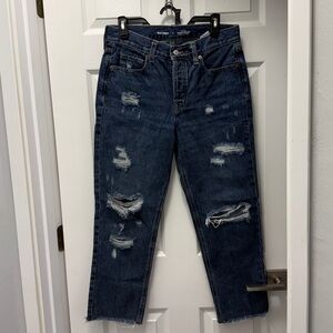 Old Navy Dark Blue Distressed Ankle Jeans